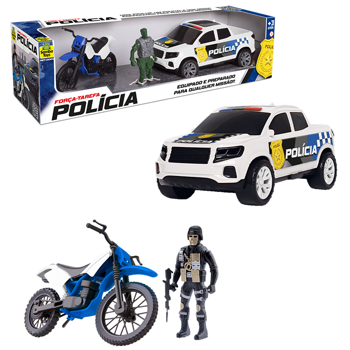 PICK UP RESGATE POLICIA C/BONECO E MOTO