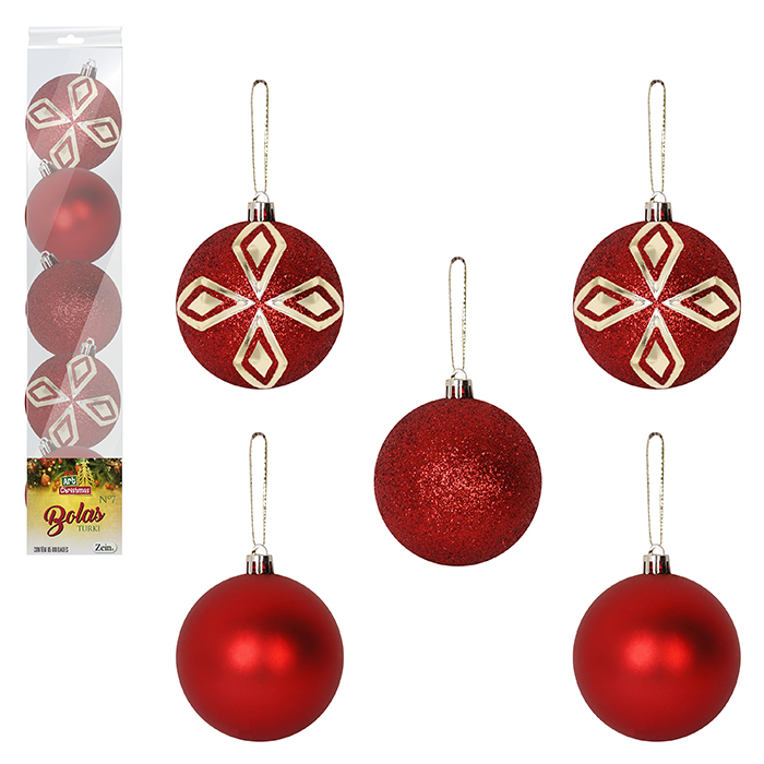 bolas de natal vermelha dourada 7cm bolas natalina 7 cm - Zein