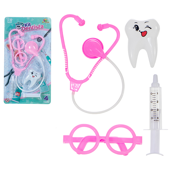 Kit Dentista Girl 4 Pecas Na Cartela