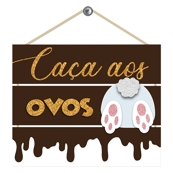 Placa Caca Aos Ovos Chocolate Mdf 25x22cm    Cx:100