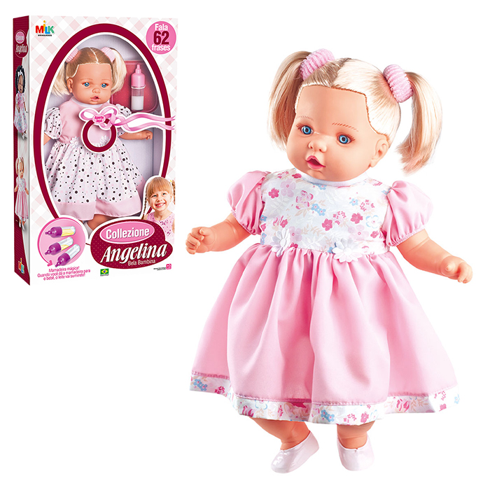 Boneca Angelina 62 Frases Branca 48cm Re