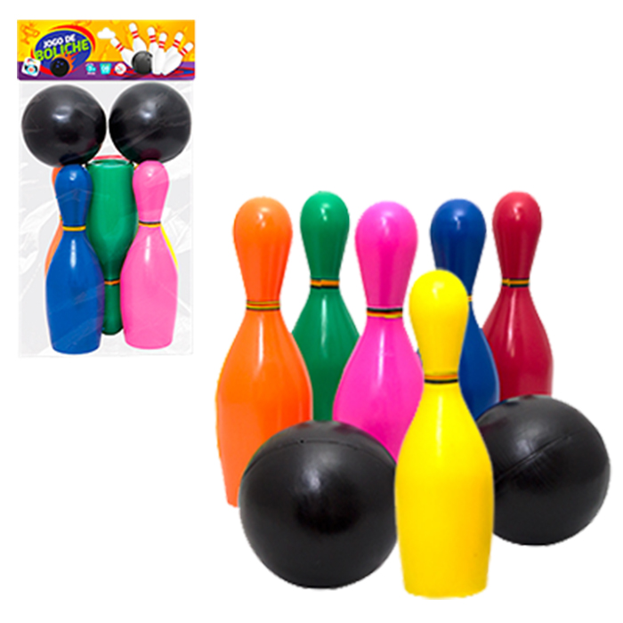 Jogo De Boliche Brinquedo Infantil C/ 6 Pinos + 2 Bolas 30cm