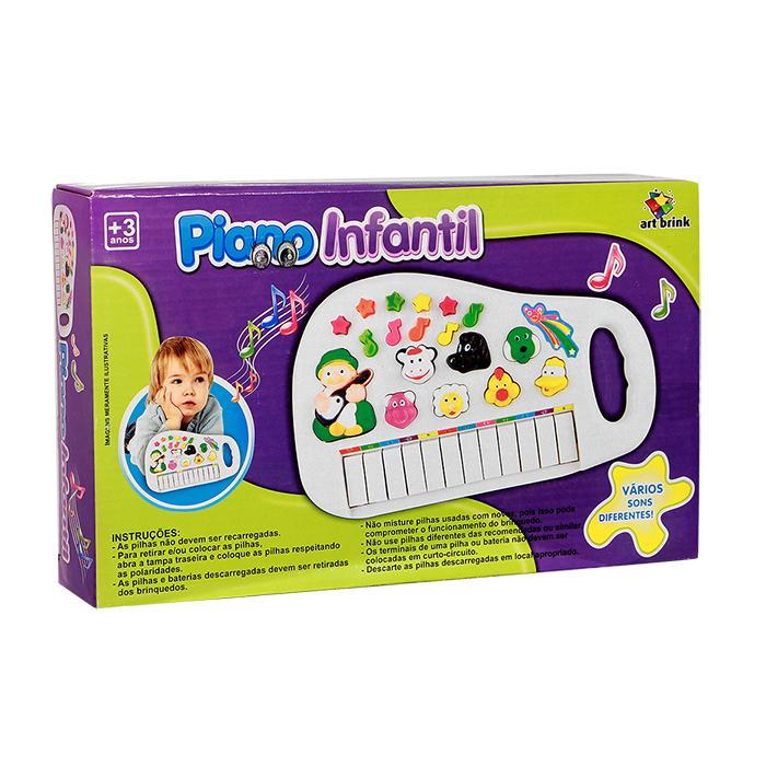 Piano Teclado Infantil Musical Bichos Fazendinha Rosa Art Brink