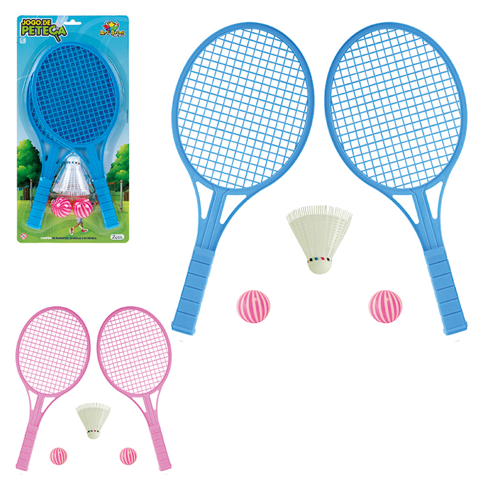 Kit Jogo De Raquetes Infantil Badminton Tênis Peteca Praia em