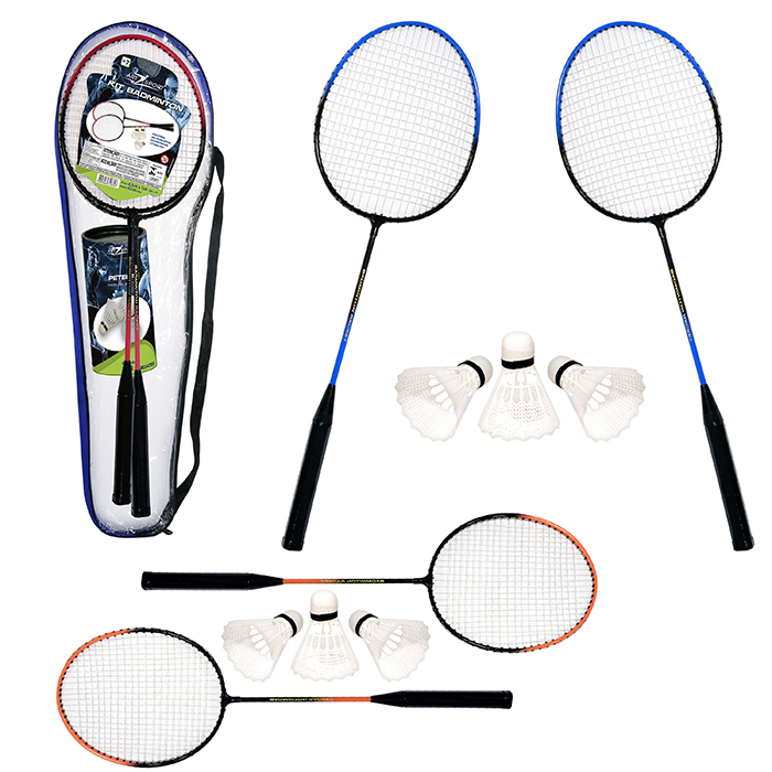 KIT BADMINTON C/2 RAQUETES+3 PETECAS