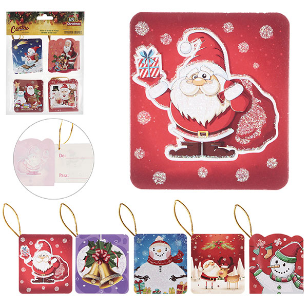 CARTAO NATAL 6.5X5CM COM 8PCS