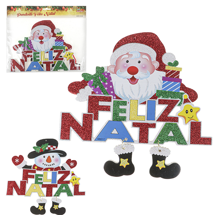Placa Noel E Boneco Merry Christmas 26x2