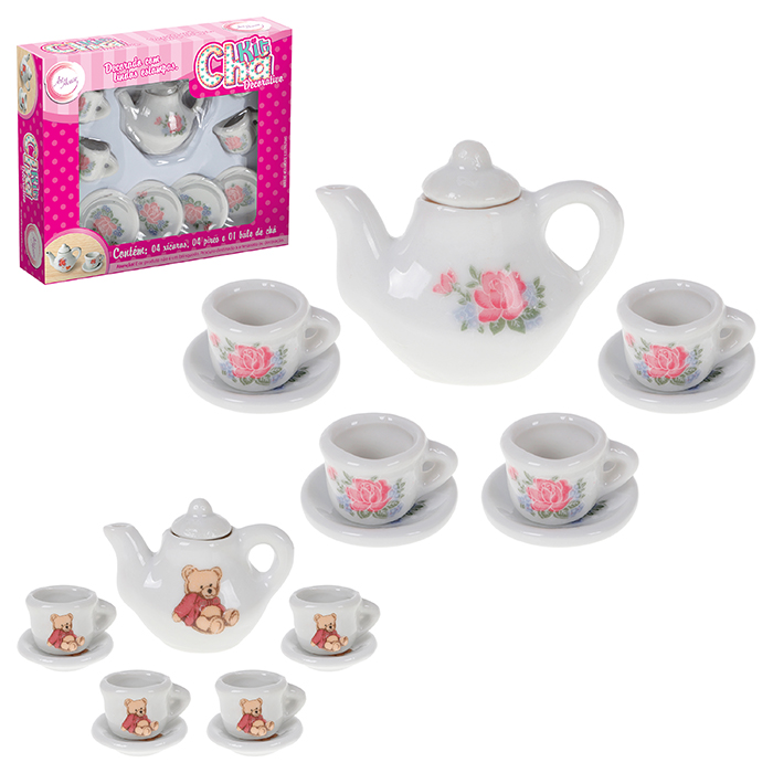 Conjunto De Cha Porcelana 9 Pecas