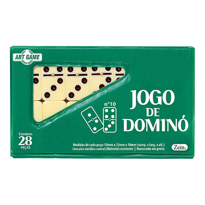 Jogo Dominó 28 Peças Capa Preta 5x2.5cm